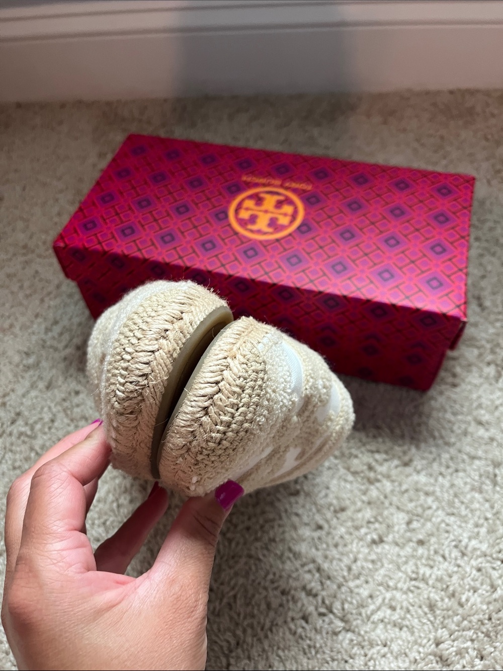 Tory Burch Cream Woven Espadrille Loafers - Picture 6 of 9